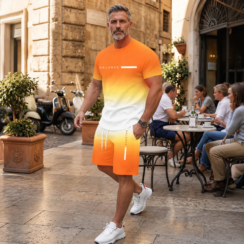 🔥HOT SALE 55% OFF👕 Men's Gradient Short-Sleeve Tracksuit (2-Piece Set)