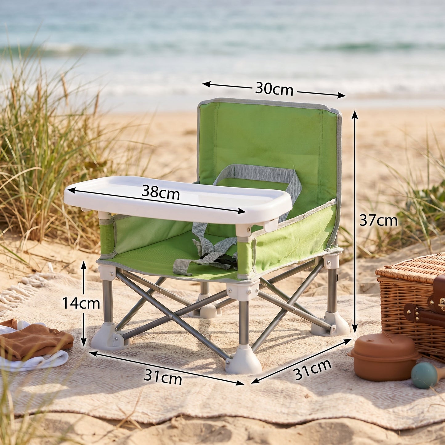 🔥 50% OFF Today – Foldable Baby Camping Chair with Tray for On the Go