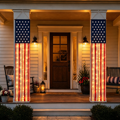 Lighted Patriotic Porch Banner