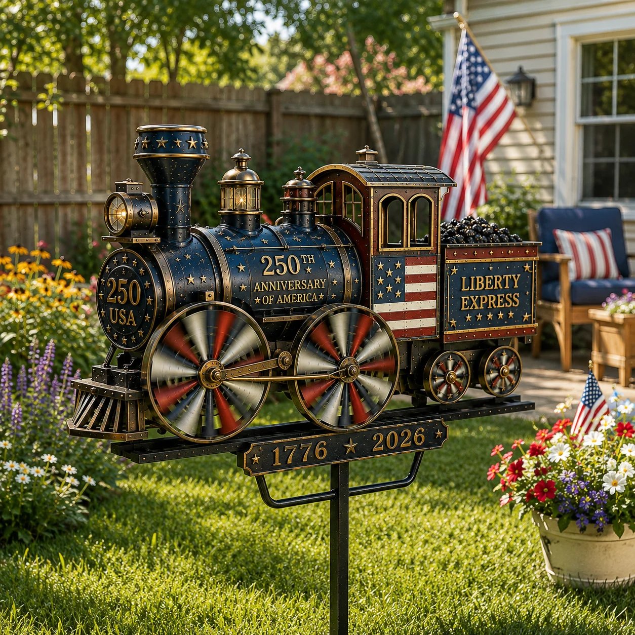 🔥HOT SALE 55% OFF🚂USA 250 “Liberty Express” Train Garden Wind Spinner -✈️ (Free Delivery Fee)