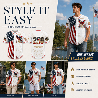 🔥HOT SALE 55% OFF 🇺🇸🦅 America 250th Anniversary Baseball Jersey – 1776–2026 Patriotic Freedom Shirt