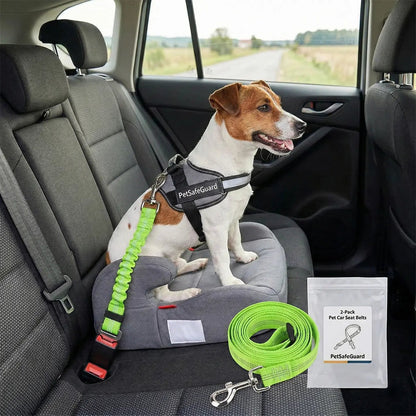 Pet Dog & Cat Seat Belts for Cars, Adjustable Safety Leash/Harness Compatible with Vehicle Headrests
