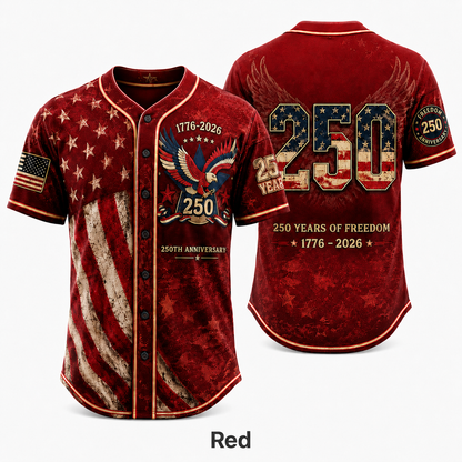 🔥HOT SALE 55% OFF 🇺🇸🦅 America 250th Anniversary Baseball Jersey – 1776–2026 Patriotic Freedom Shirt