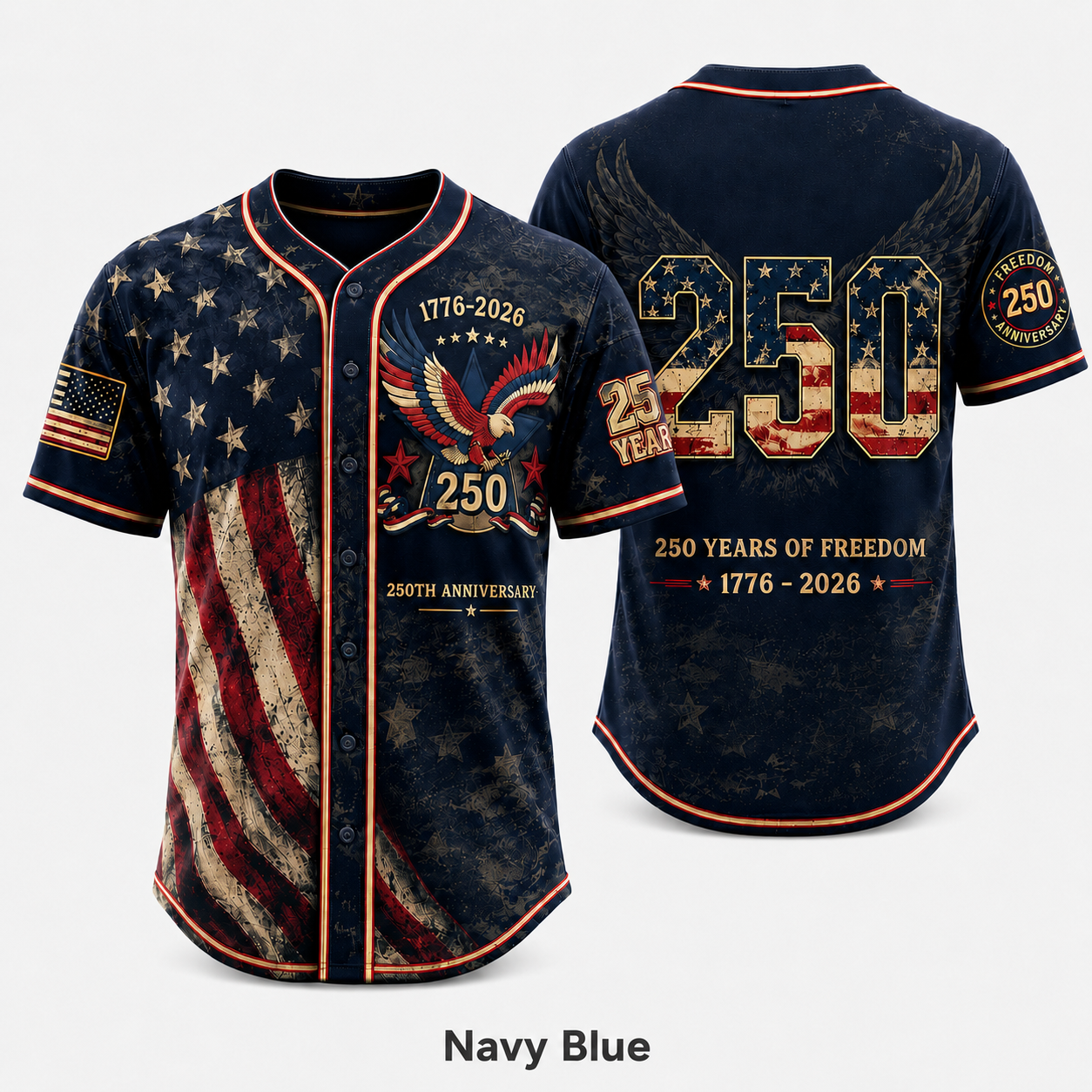 🔥HOT SALE 55% OFF 🇺🇸🦅 America 250th Anniversary Baseball Jersey – 1776–2026 Patriotic Freedom Shirt