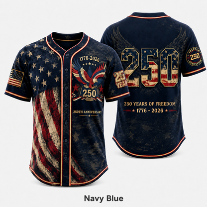🔥HOT SALE 55% OFF 🇺🇸🦅 America 250th Anniversary Baseball Jersey – 1776–2026 Patriotic Freedom Shirt