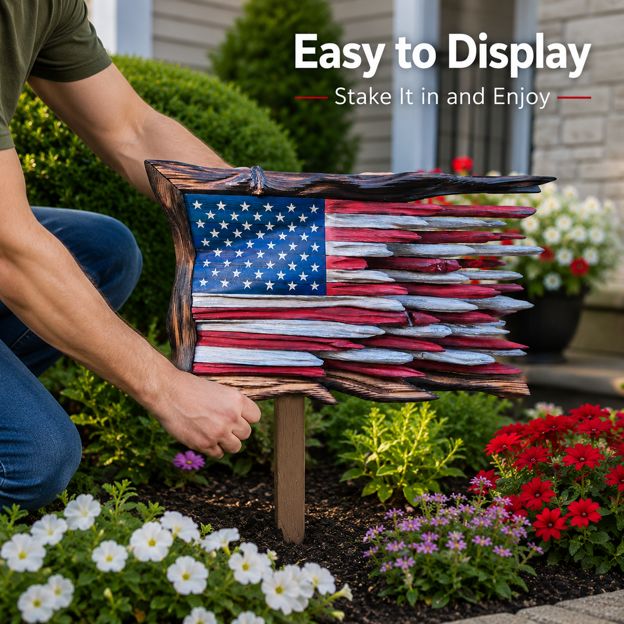 Creative Vintage Wooden 3D American Flag Wall Hanging—Handcrafted Decorative Artwork