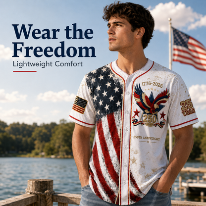 🔥HOT SALE 55% OFF 🇺🇸🦅 America 250th Anniversary Baseball Jersey – 1776–2026 Patriotic Freedom Shirt