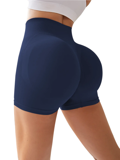 High Waist Tummy Control Side-Ribbed Butt-Lifting Seamless Shorts, Lightweighted Summer Shorts,  Stretchy Womenswear Bottom Peachy Shorts