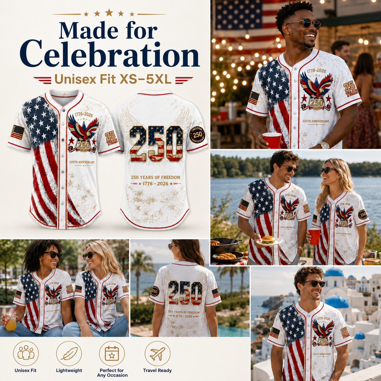 ⏰ Last Day 55% OFF 🇺🇸🦅 America 250th Anniversary Baseball Jersey – 1776–2026 Patriotic Freedom Shirt