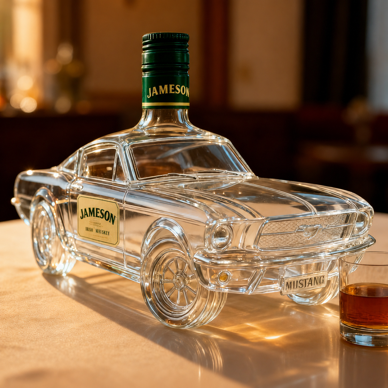 🔥Vintage Racing Car Crystal Glass Whiskey Decanter🥃