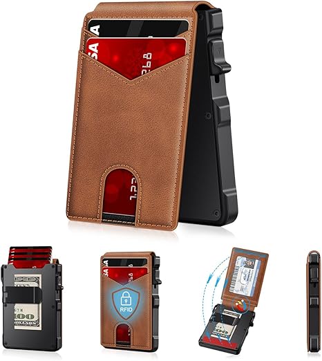 🔐LAST DAY 50% OFF💳RFID Blocking Minimalist Pop-Up Wallet | One-Second Card Eject Design & Ultra Slim Pocket Wallet
