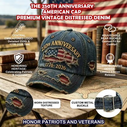 🔥Hot Sell 🇺🇸 Limited Edition ✨2026 USA 250th Anniversary Patriotic Hat – Vintage Heritage Baseball Cap (1776–2026)