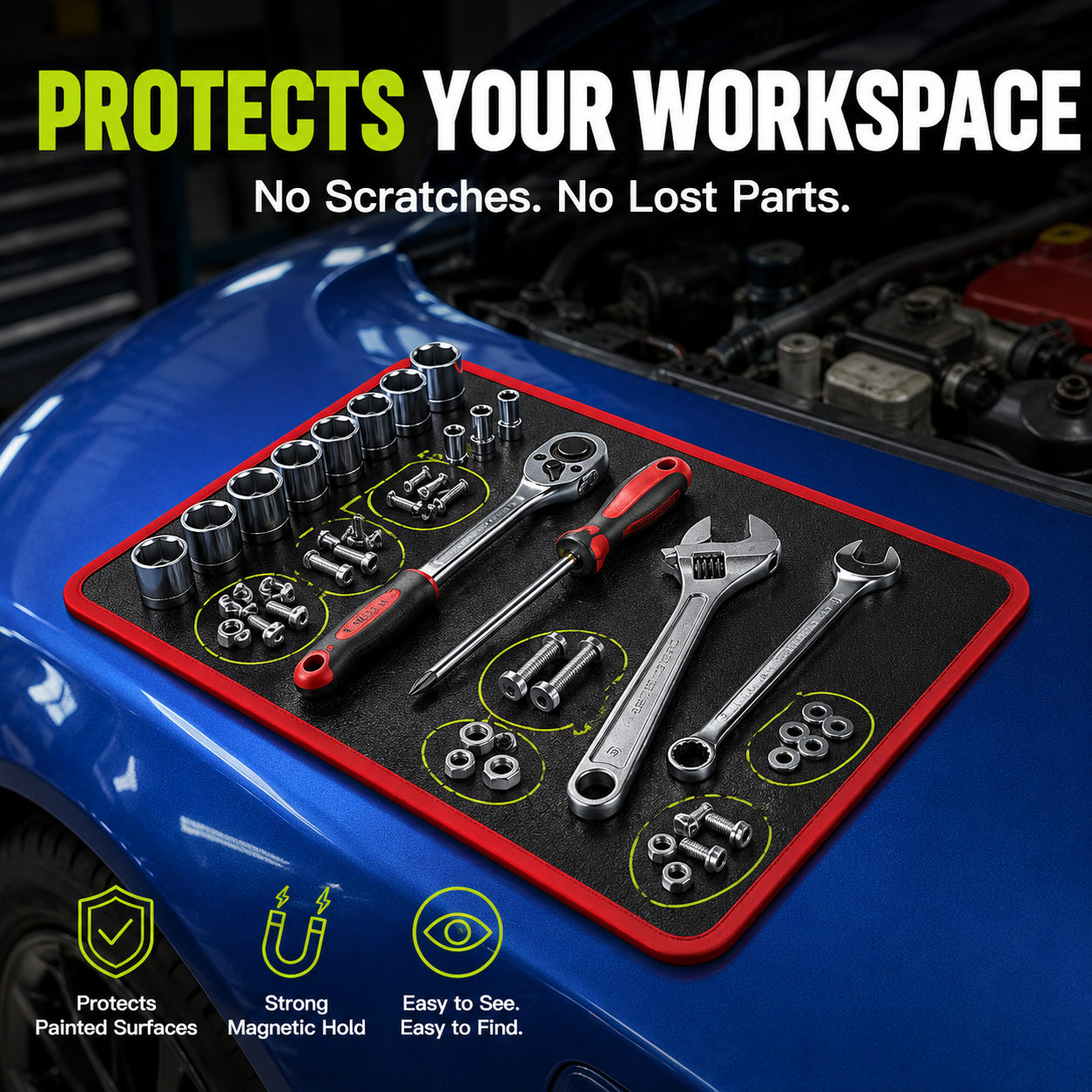 🔥HOT SALE 50% OFF🔧 Magnetic Tool Mat – Keep Screws Sockets & Tools Locked in Place