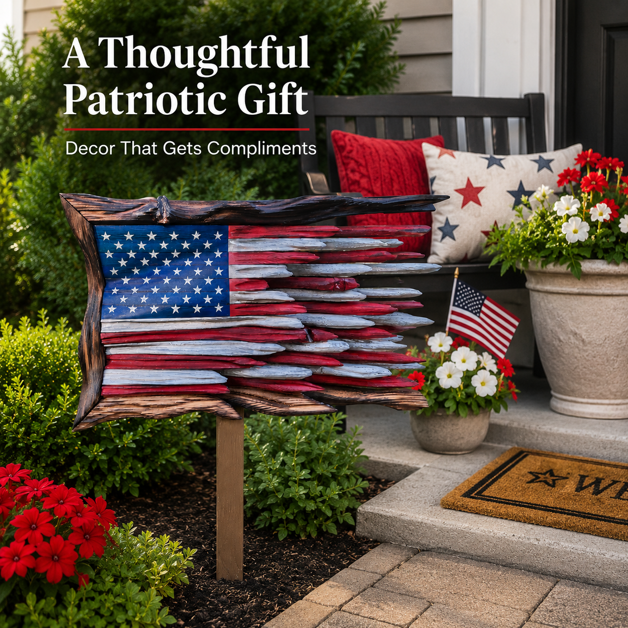 Creative Vintage Wooden 3D American Flag Wall Hanging—Handcrafted Decorative Artwork