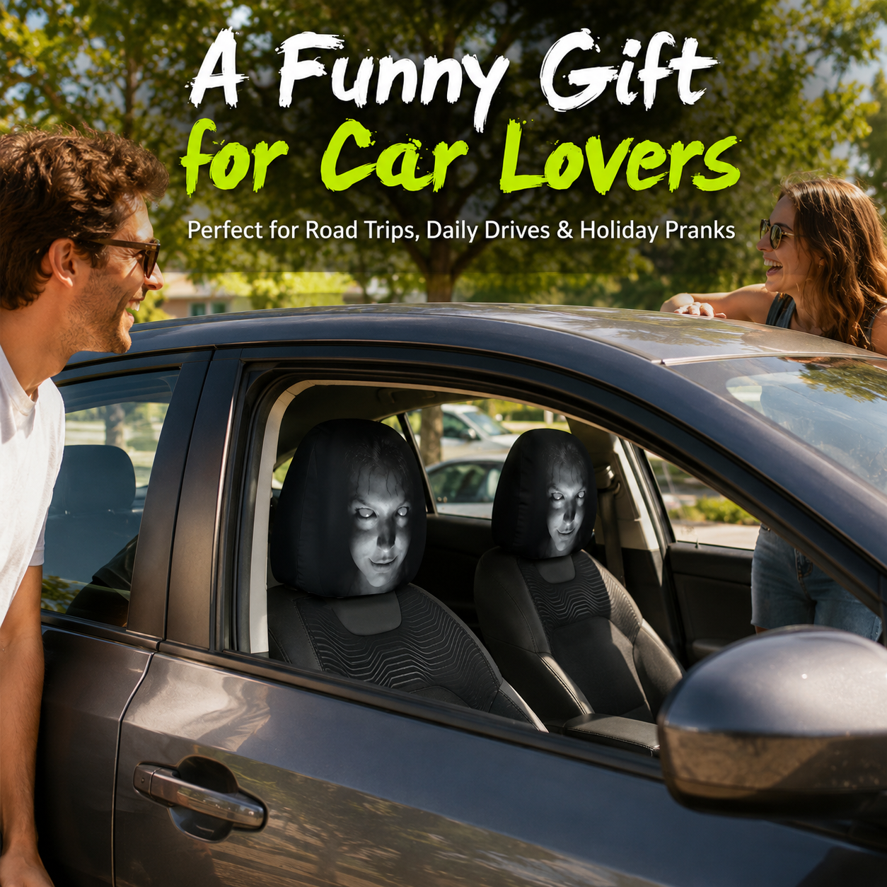 🔥Summer Promotion 55% OFF💥😆 Funny Cartoon Car Headrest Covers – 2PCS Universal Fit 🚗