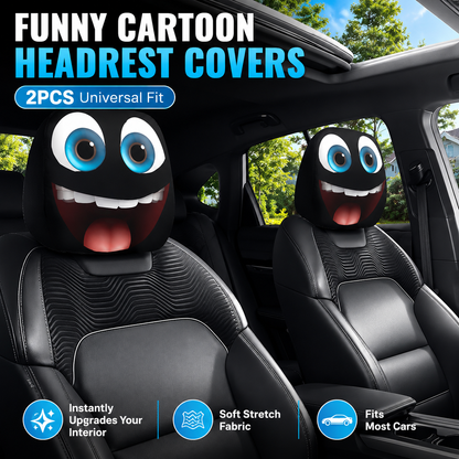 🔥LAST DAY PROMOTION 55% OFF😆Fear & Funny Car Headrest Covers – Universal Fit 2PCS🚗