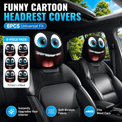 🔥LAST DAY PROMOTION 55% OFF😆Fear & Funny Car Headrest Covers – Universal Fit 2PCS🚗