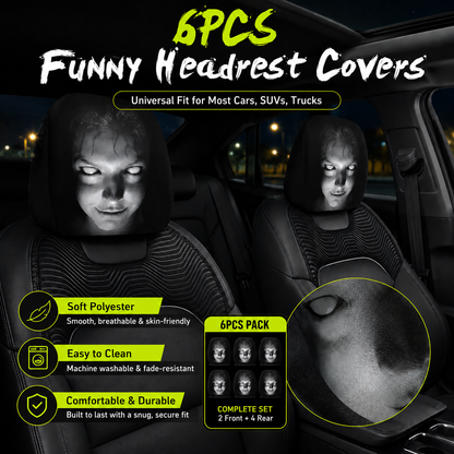 🔥Summer Promotion 55% OFF💥😆 Funny Cartoon Car Headrest Covers – 2PCS Universal Fit 🚗