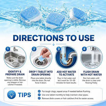 🔥HOT SALE 55% OFF💥🫧Drain Cleaning Tablets 12 Pack For Sinks, Showers & Washing Machines
