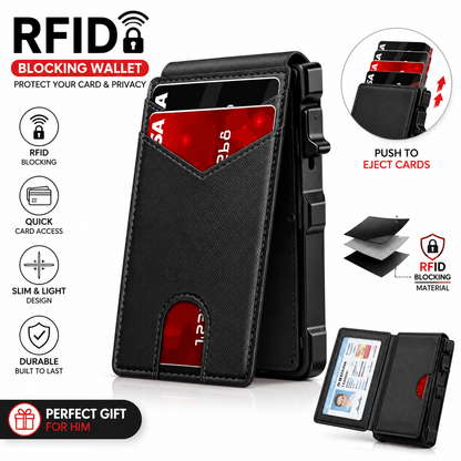 🔐LAST DAY 50% OFF💳RFID Blocking Minimalist Pop-Up Wallet | One-Second Card Eject Design & Ultra Slim Pocket Wallet
