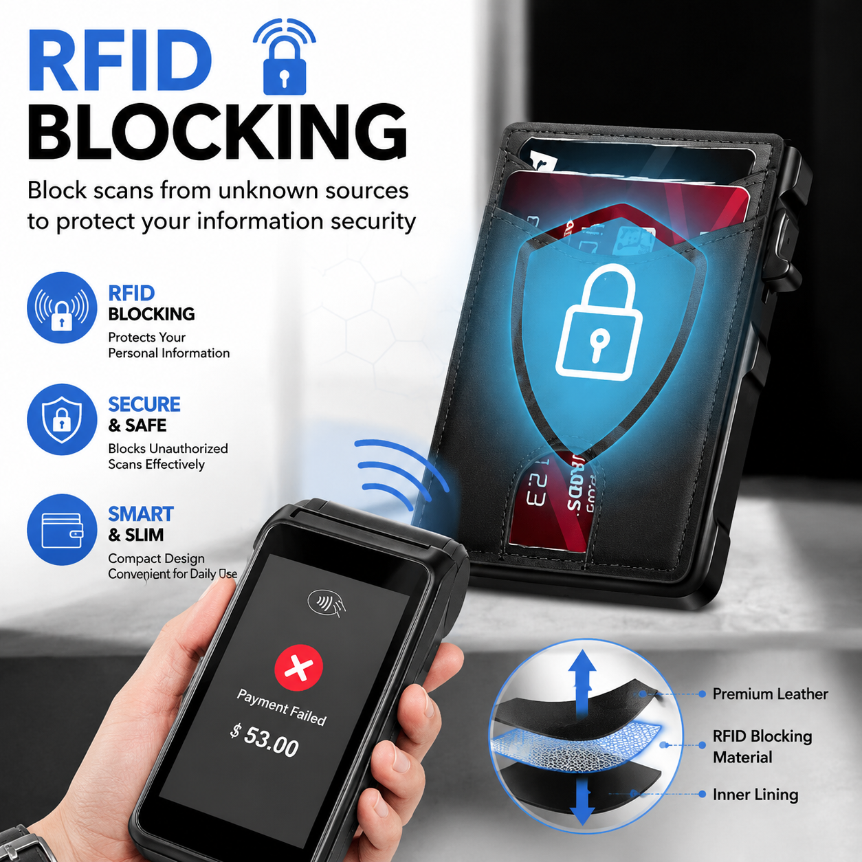 🔐LAST DAY 50% OFF💳RFID Blocking Minimalist Pop-Up Wallet | One-Second Card Eject Design & Ultra Slim Pocket Wallet