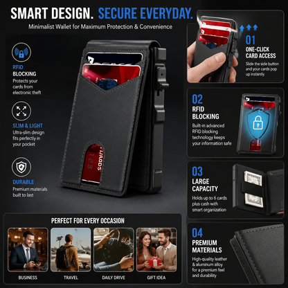 🔐LAST DAY 50% OFF💳RFID Blocking Minimalist Pop-Up Wallet | One-Second Card Eject Design & Ultra Slim Pocket Wallet