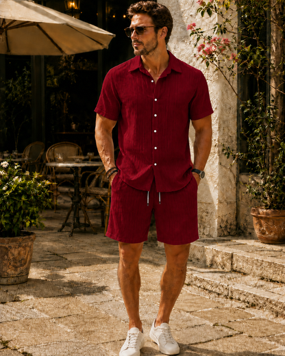 Hot Sale☀️ Men's Textured Shirt & Shorts Set