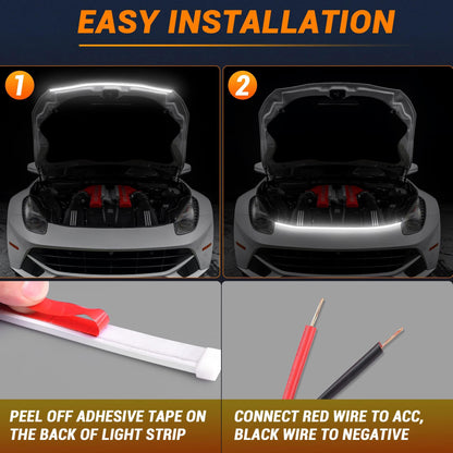 71” High Brightness Automotive Hood Gap LED Strip - Ambient Lighting Package with Unique Daytime Running Light Design, Easy Installation, 12V-Ice Blue eclipse led lights