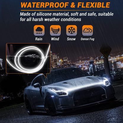 71” High Brightness Automotive Hood Gap LED Strip - Ambient Lighting Package with Unique Daytime Running Light Design, Easy Installation, 12V-Ice Blue eclipse led lights