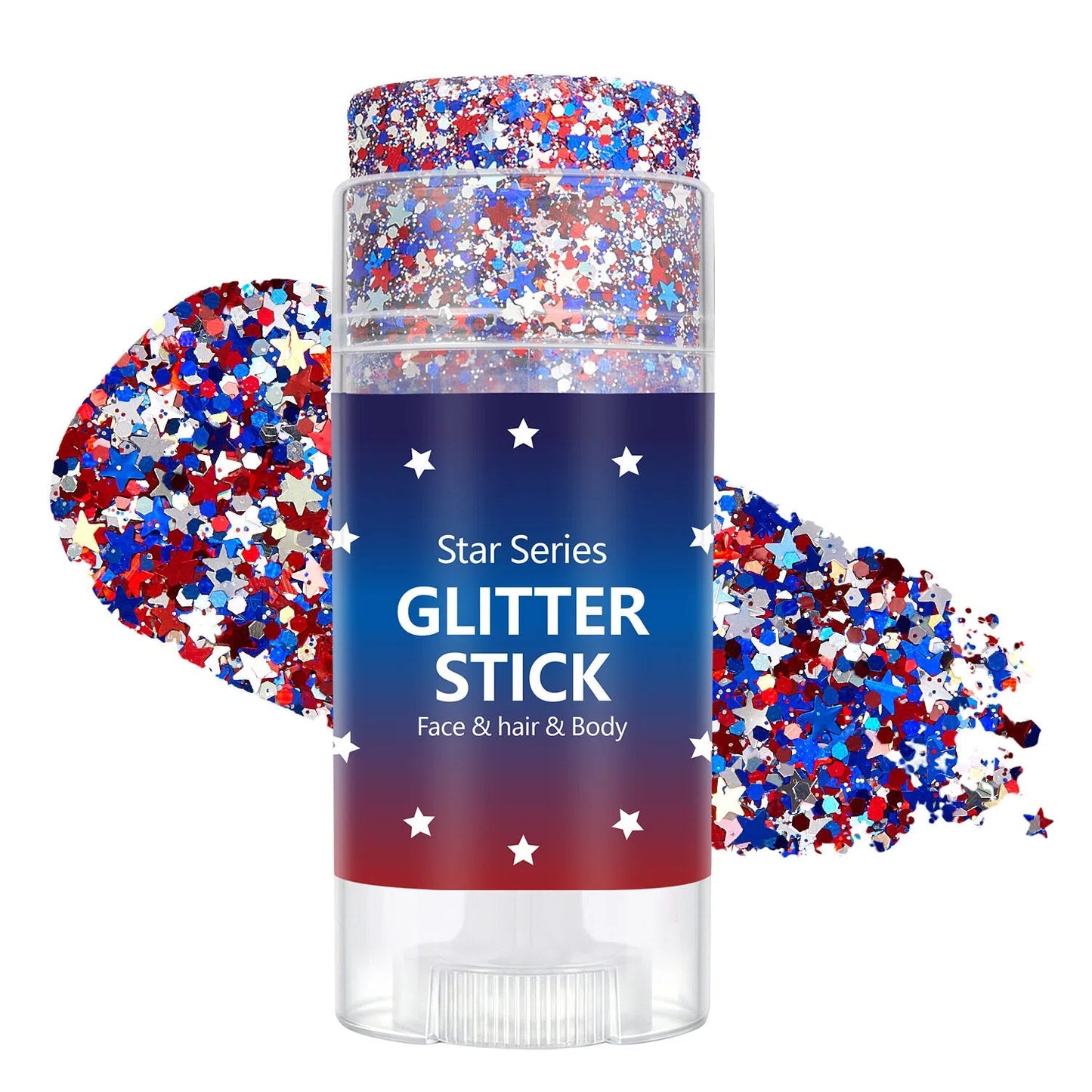 🦅🔔4th of July Glitter Stick🎇 Red, White & Blue Body & Hair Sparkle
