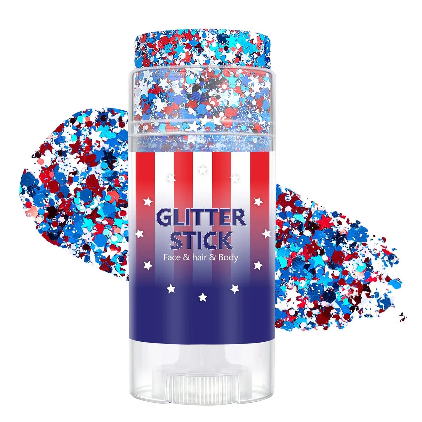 🦅🔔4th of July Glitter Stick🎇 Red, White & Blue Body & Hair Sparkle