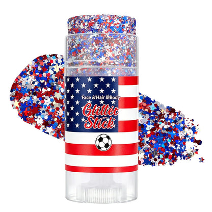 🦅🔔4th of July Glitter Stick🎇 Red, White & Blue Body & Hair Sparkle