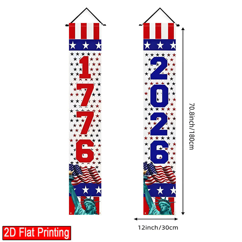 Lighted Patriotic Porch Banner