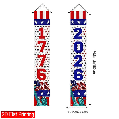 Lighted Patriotic Porch Banner