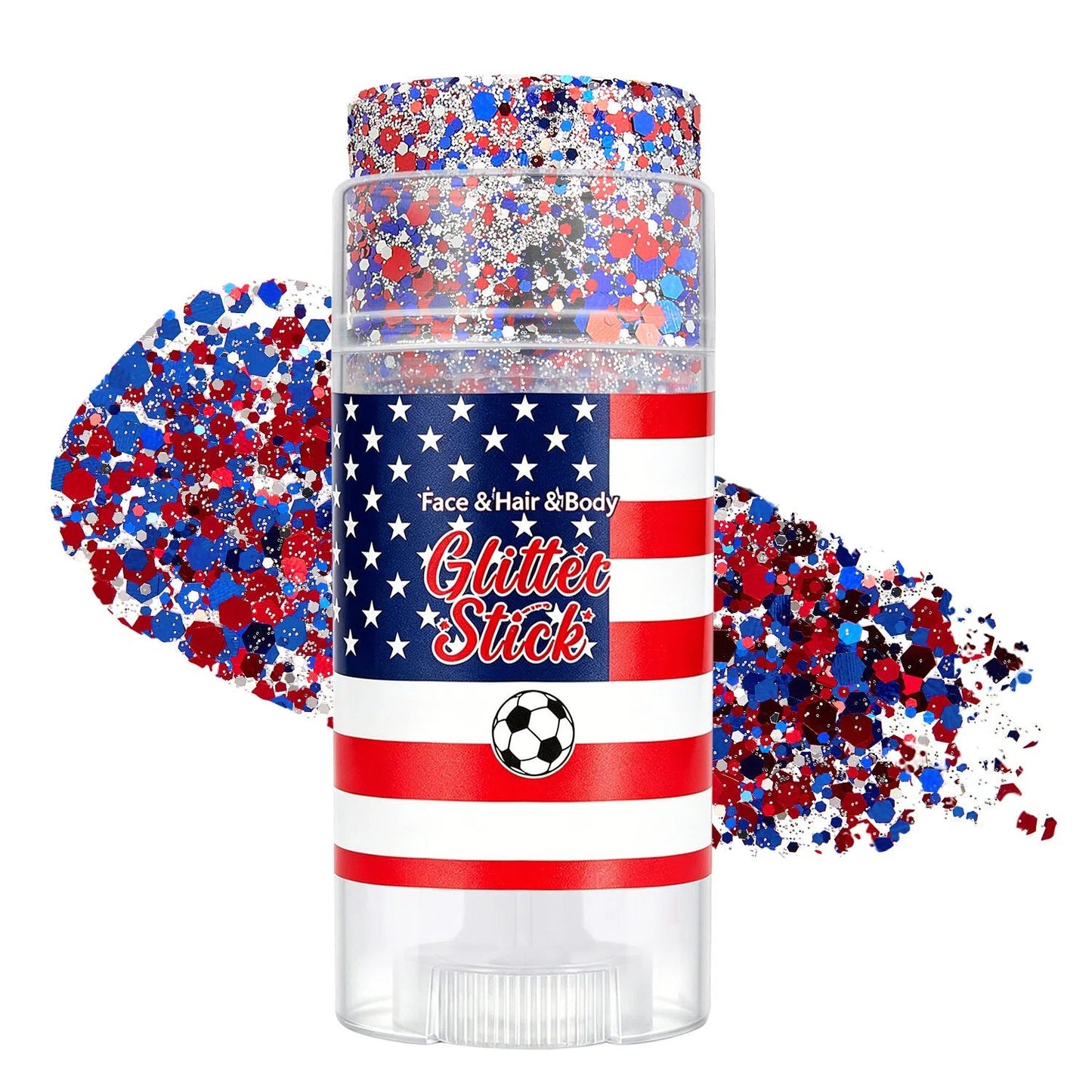 🦅🔔4th of July Glitter Stick🎇 Red, White & Blue Body & Hair Sparkle
