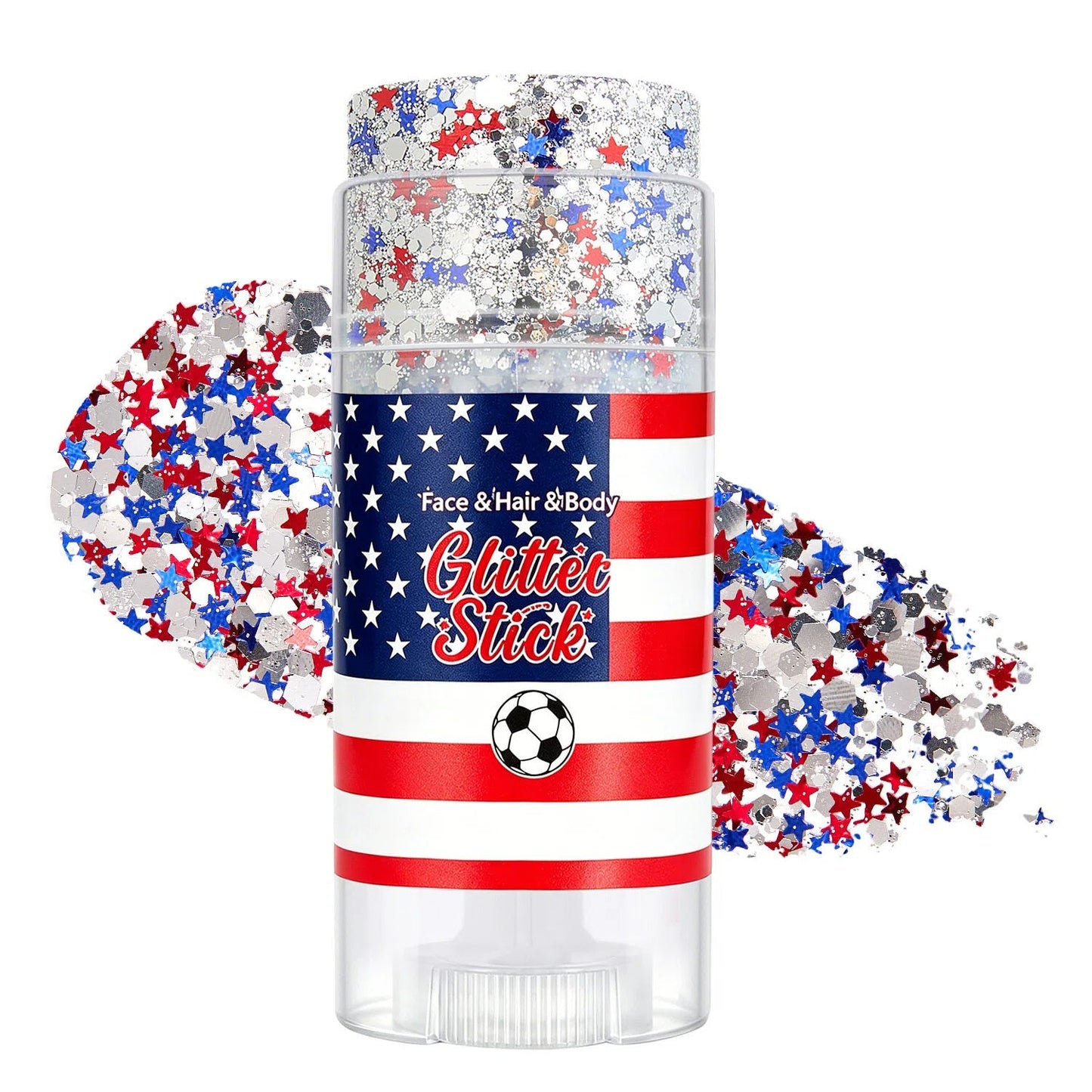 🦅🔔4th of July Glitter Stick🎇 Red, White & Blue Body & Hair Sparkle