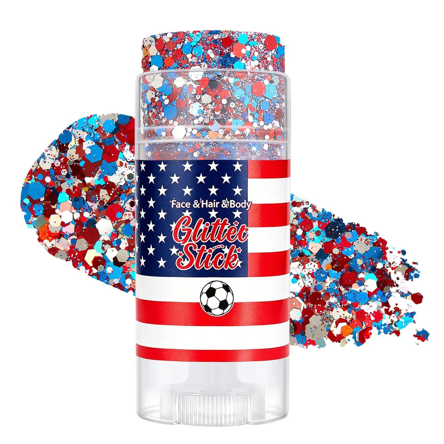 🦅🔔4th of July Glitter Stick🎇 Red, White & Blue Body & Hair Sparkle