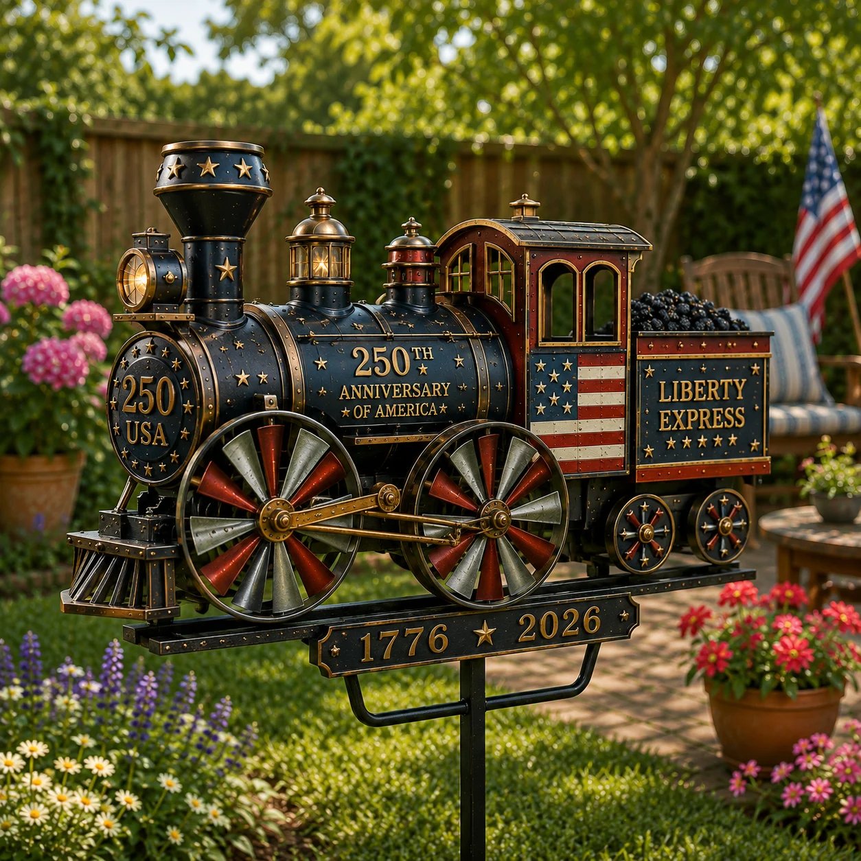 🔥HOT SALE 55% OFF🚂USA 250 “Liberty Express” Train Garden Wind Spinner -✈️ (Free Delivery Fee)