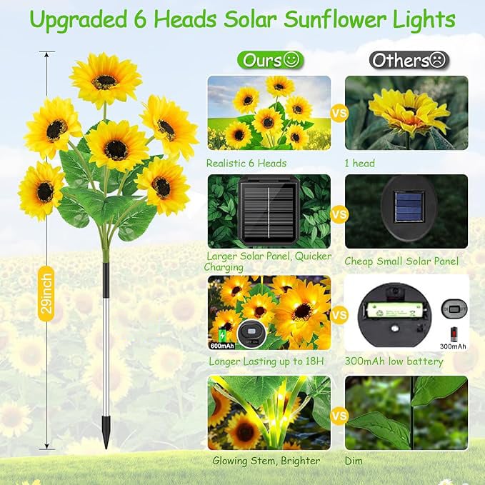 🔥🌻Last Day Sale 49% OFF🌞Solar LED Sunflower Garden Lights-29.6inch/74cm