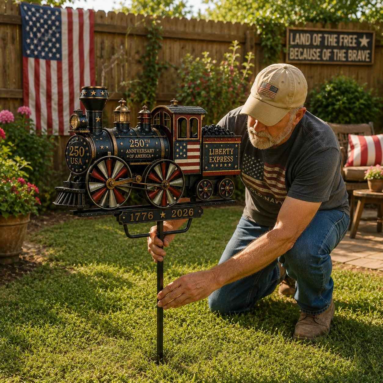 🔥Last Day 55% OFF🔥🚂USA 250 “Liberty Express” Train Garden Wind Spinner -✈️ (Free Delivery Fee)